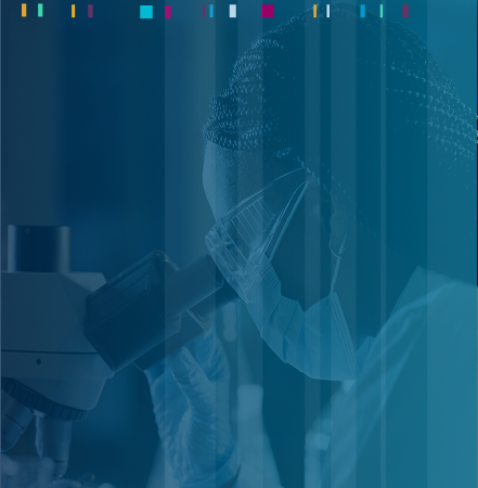 Scientist examining sample under microscope in laboratory setting for RNAi research