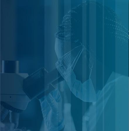 Scientist examining sample under microscope in laboratory setting for RNAi research